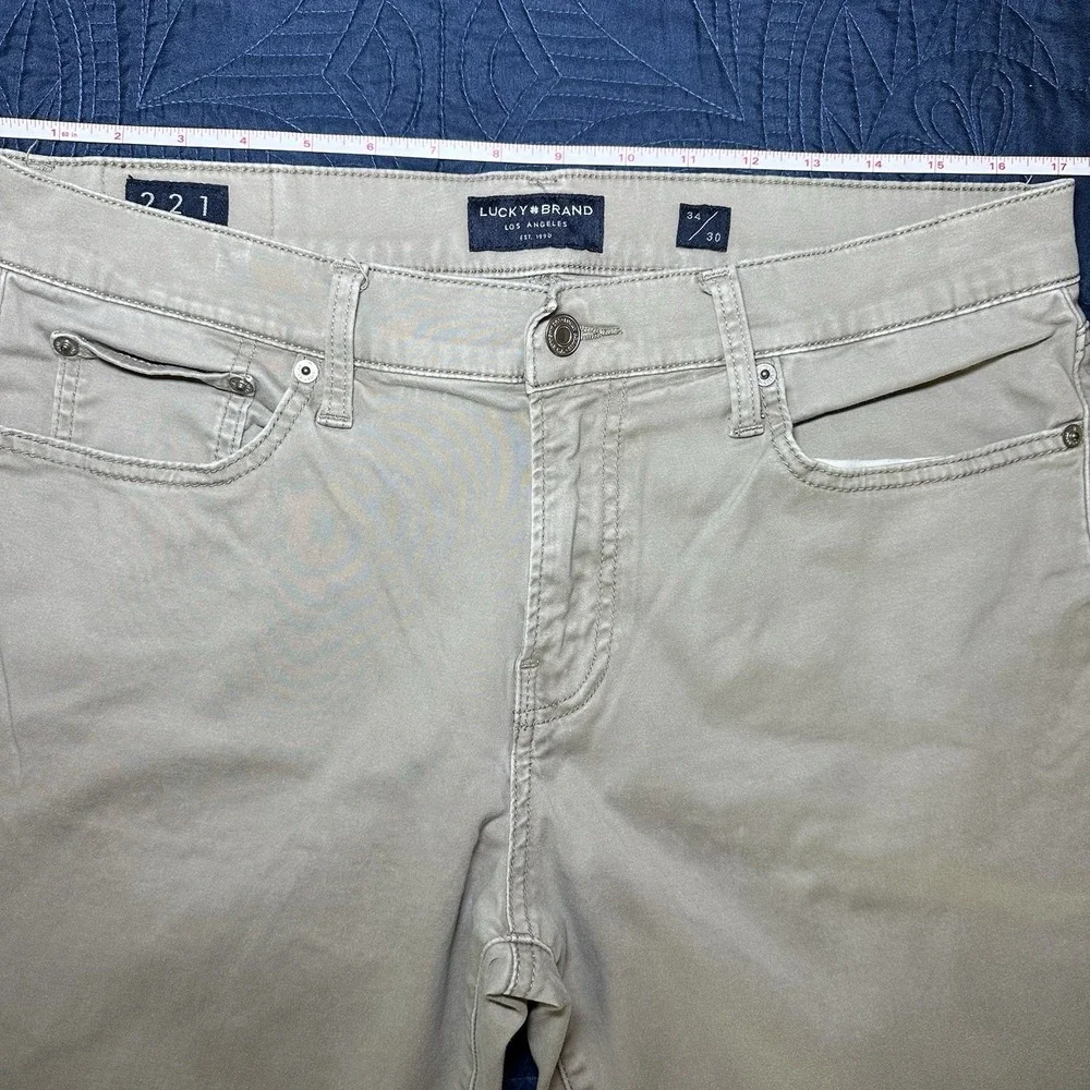 Lucky Brand Men's 221 Slim Straight Leg Size 34x30 Tan Denim Jeans Pants